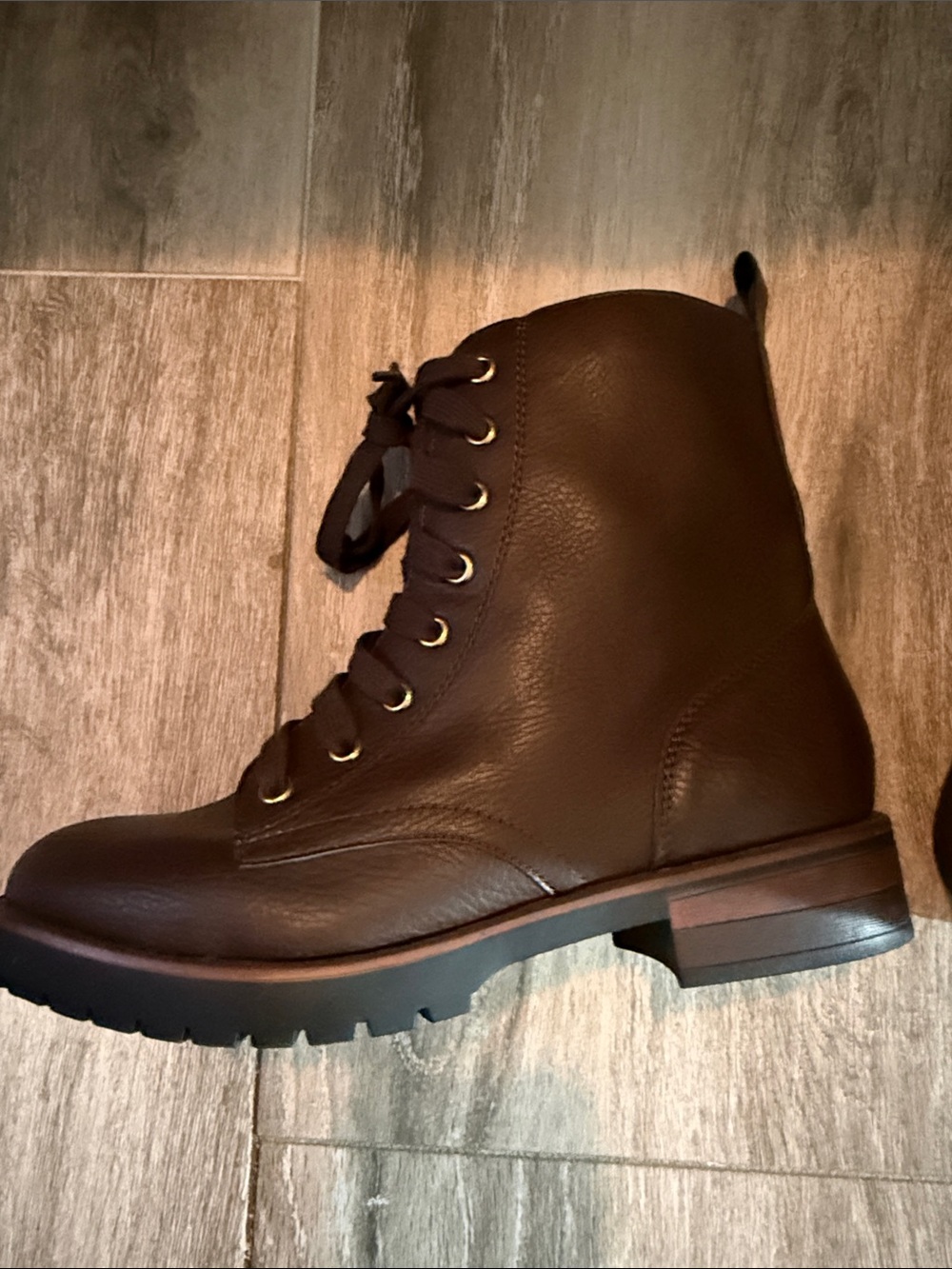 Kensie Dark Brown Lace-Up Combat Boot